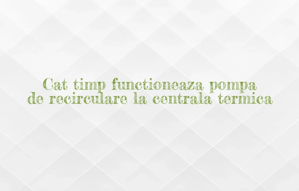 cat timp functioneaza pompa de recirculare la centrala termica