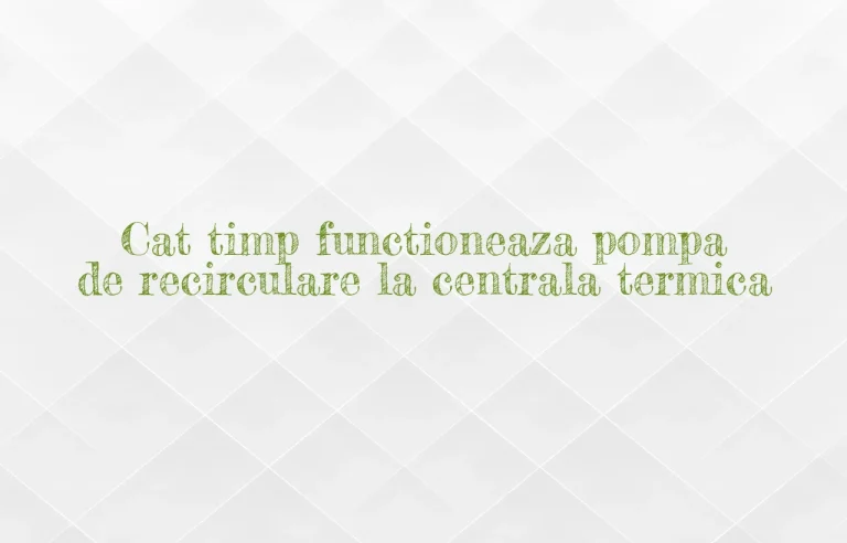 cat timp functioneaza pompa de recirculare la centrala termica