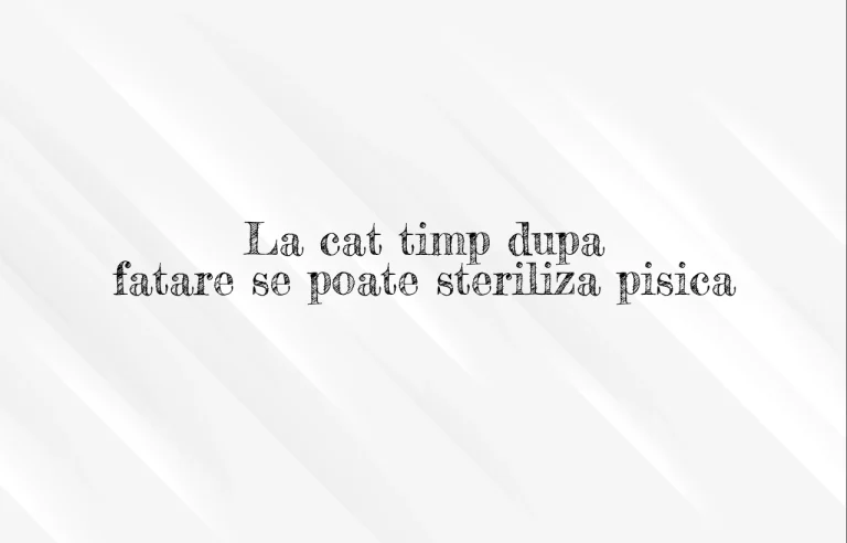 la cat timp dupa fatare se poate steriliza pisica